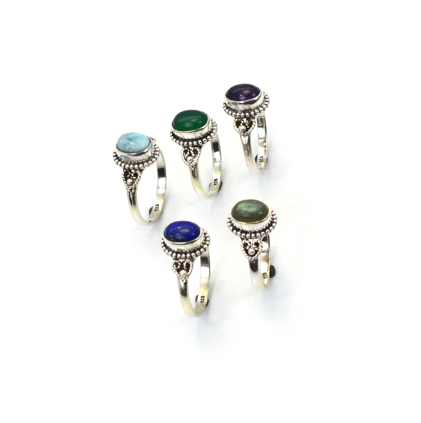 WHOLESALE 5PC 925 SOLID STERLING SILVER BLUE LARIMAR MIX STONE RING LOT