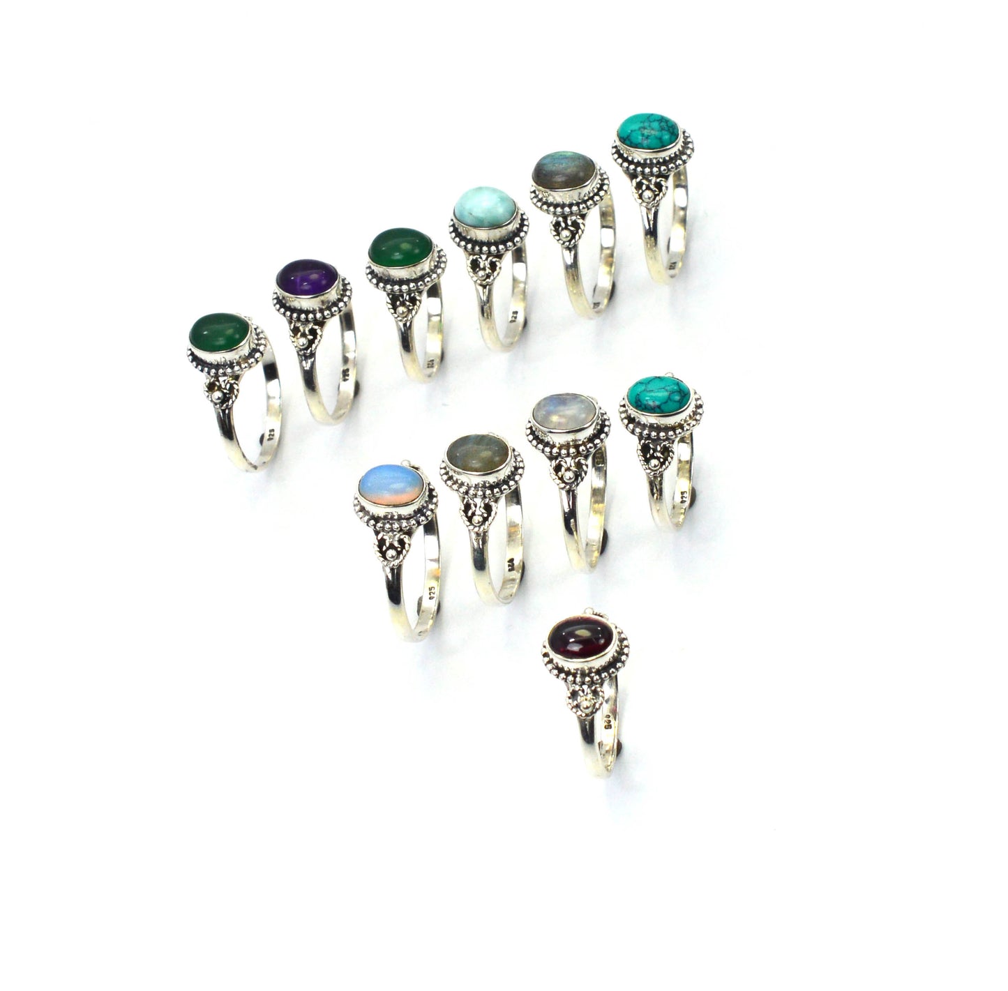 WHOLESALE 11PC 925 SOLID STERLING SILVER LABRADORITE MIX STONE RING LOT