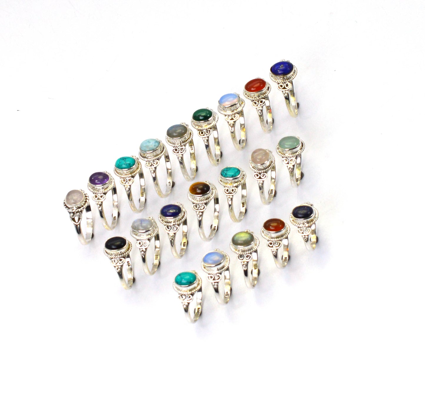 WHOLESALE 21PC 925 SOLID STERLING SILVER BLUE LARIMAR MIX SONE RING LOT
