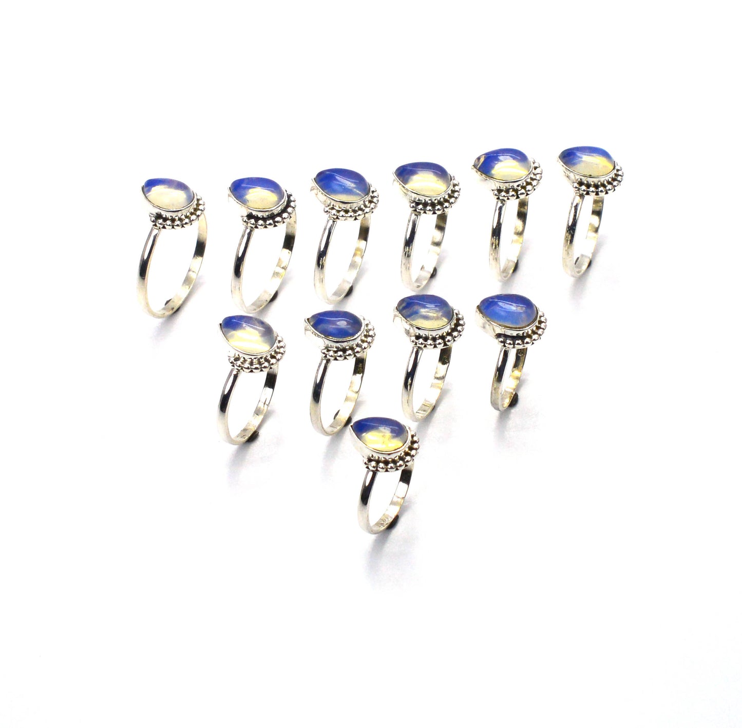 WHOLESALE 11PC 925 SOLID STERLING SILVER MILKY OPALITE RING LOT