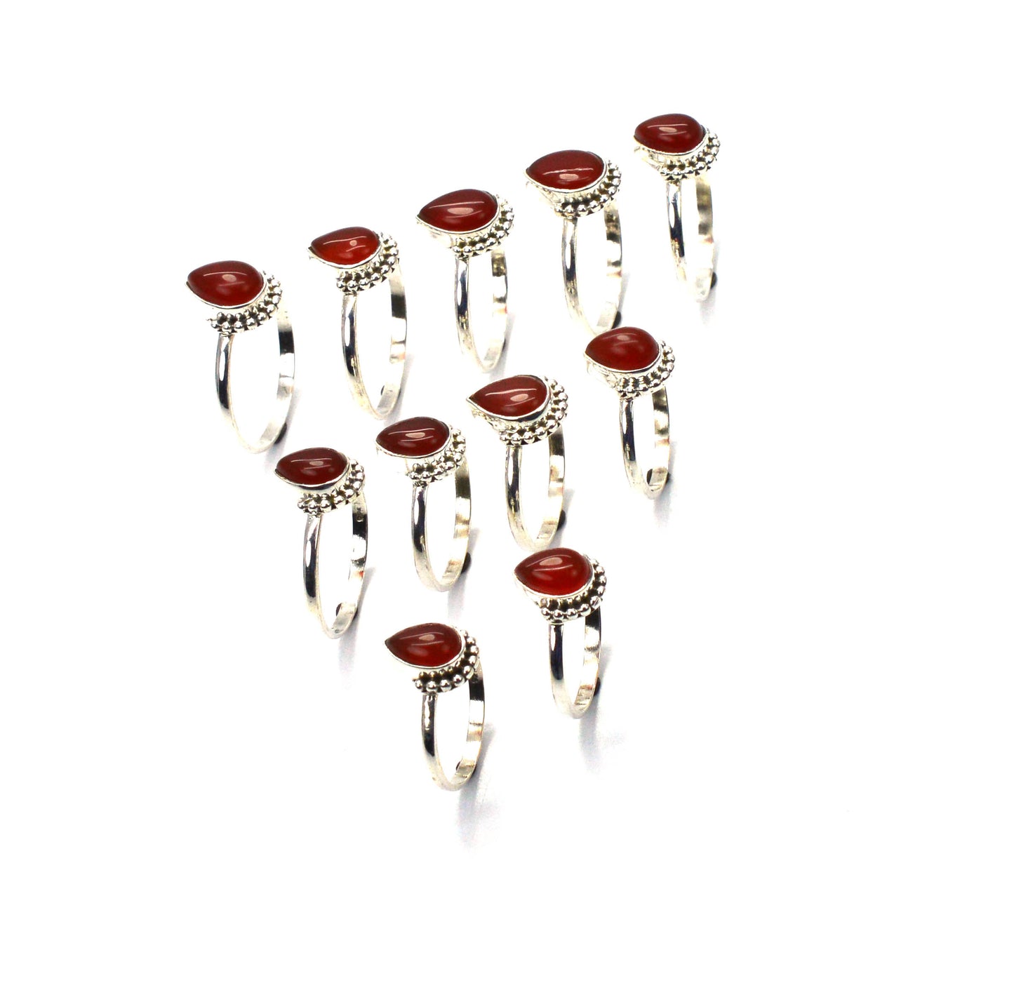 WHOLESALE 11PC 925 SOLID STERLING SILVER RED CARNELIAN RING LOT