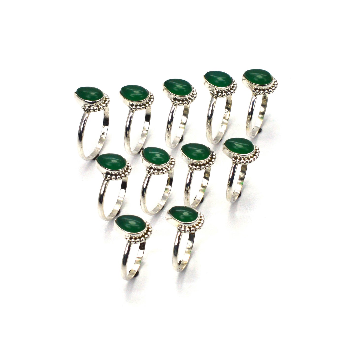 WHOLESALE 11PC 925 SOLID STERLING SILVER GREEN ONYX RING LOT