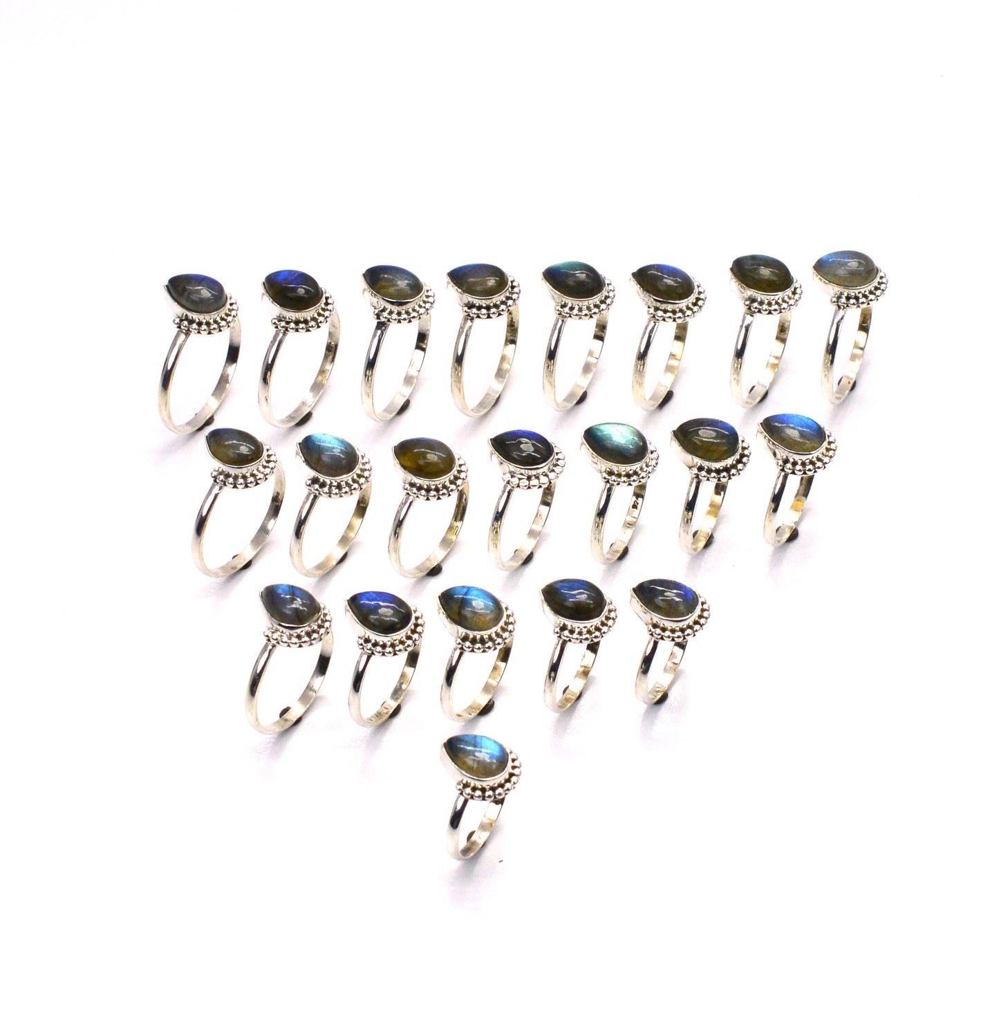 WHOLESALE 21PC 925 SOLID STERLING SILVER LABRADORITE RING LOT