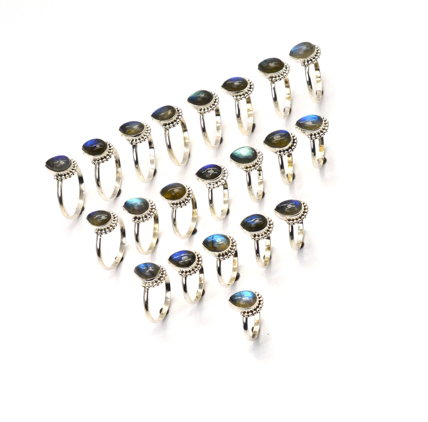 WHOLESALE 21PC 925 SOLID STERLING SILVER LABRADORITE RING LOT