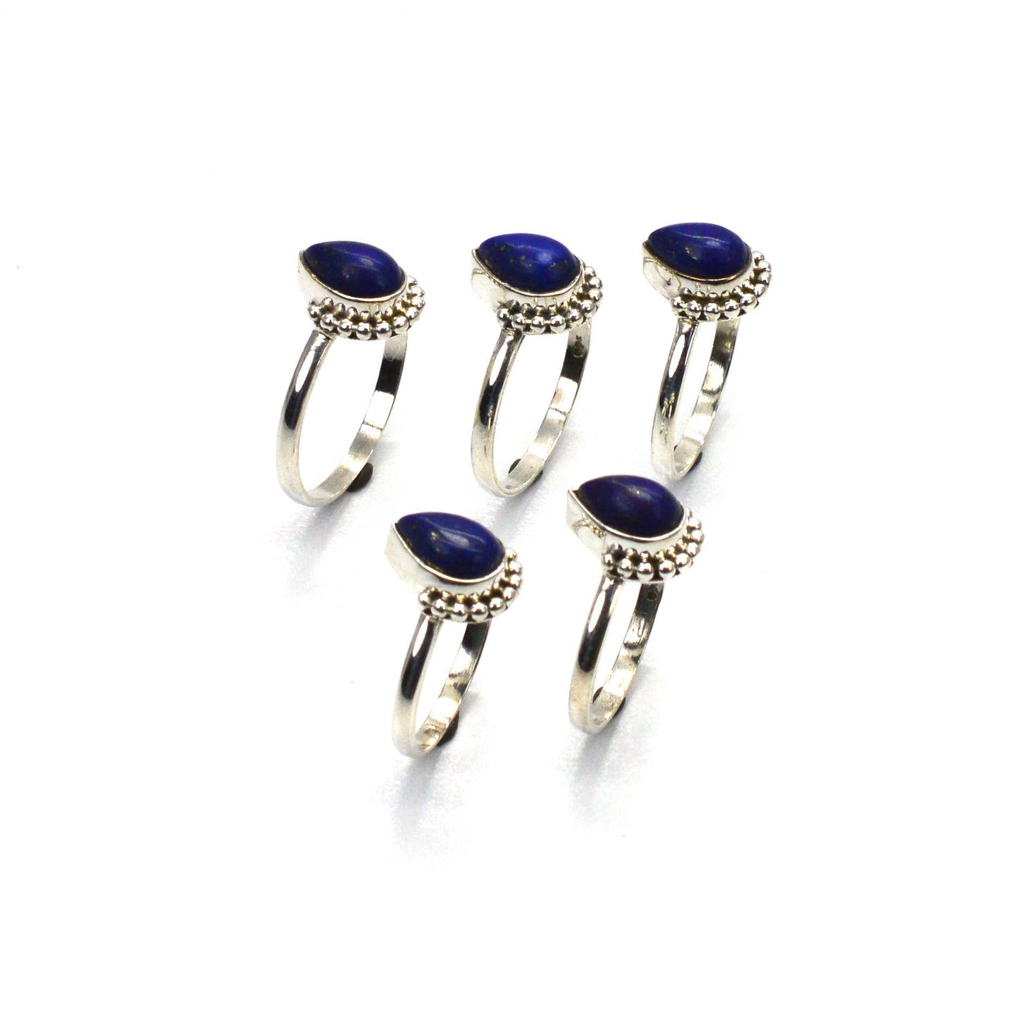 WHOLESALE 5PC 925 SOLID STERLING SILVER BLUE LAPIS LAZULI RING LOT