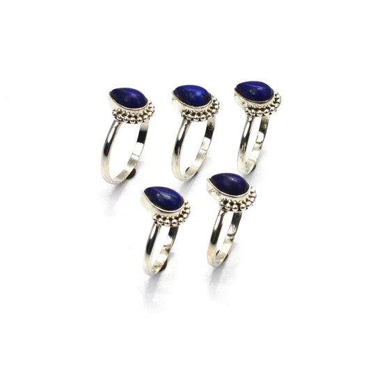 WHOLESALE 5PC 925 SOLID STERLING SILVER BLUE LAPIS LAZULI RING LOT
