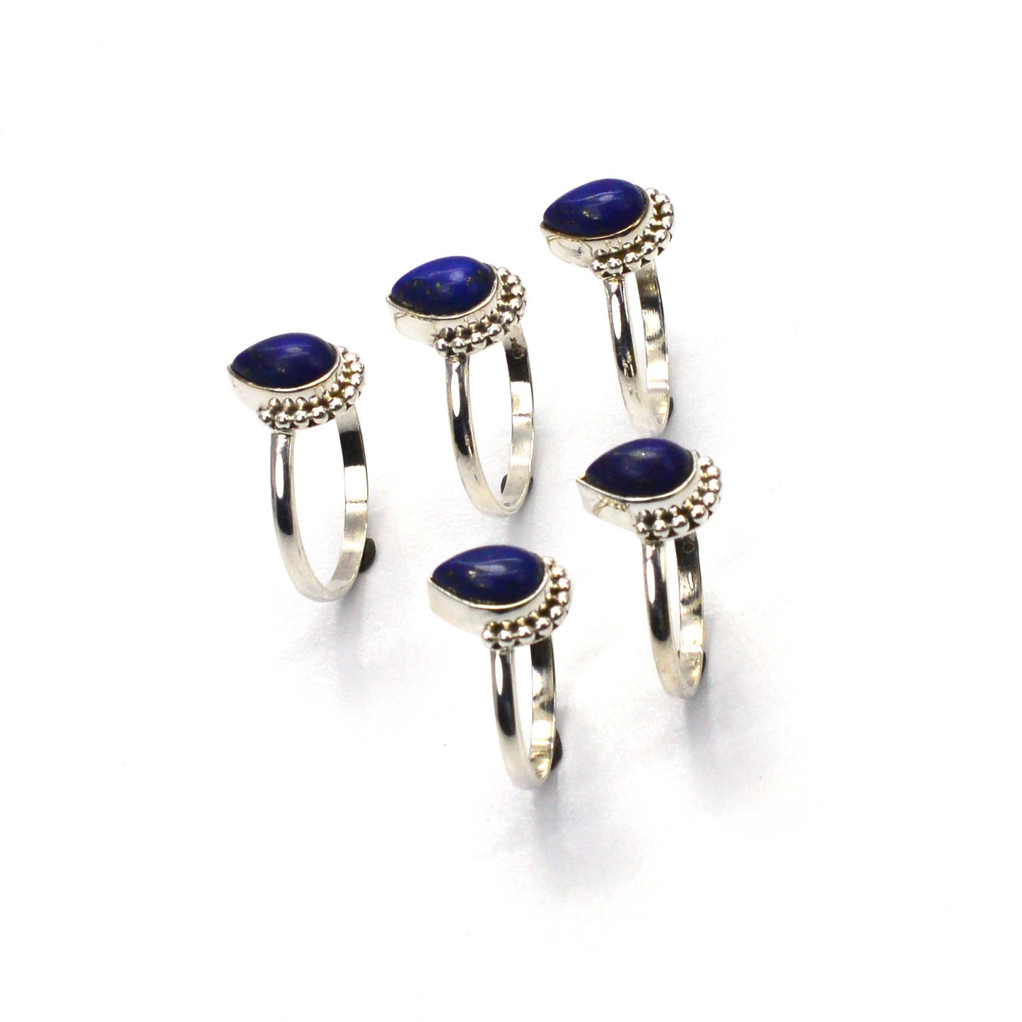 WHOLESALE 5PC 925 SOLID STERLING SILVER BLUE LAPIS LAZULI RING LOT
