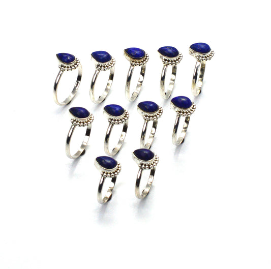 WHOLESALE 11PC 925 SOLID STERLING SILVER BLUE LAPIS LAZULI RING LOT