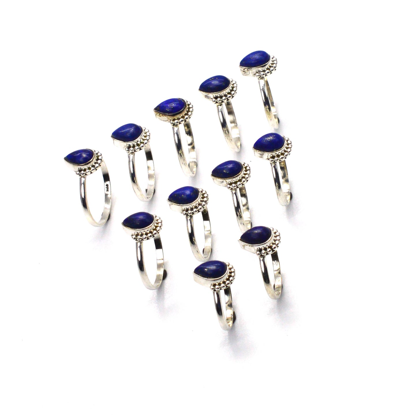 WHOLESALE 11PC 925 SOLID STERLING SILVER BLUE LAPIS LAZULI RING LOT