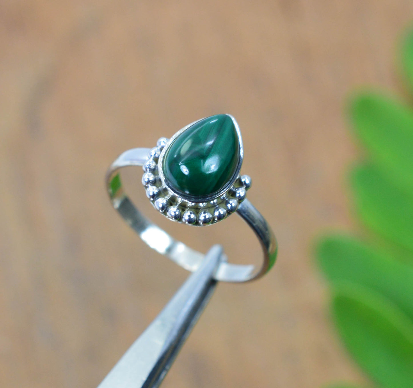 WHOLESALE 5PC 925 SOLID STERLING SILVER GREEN MALACHITE RING LOT