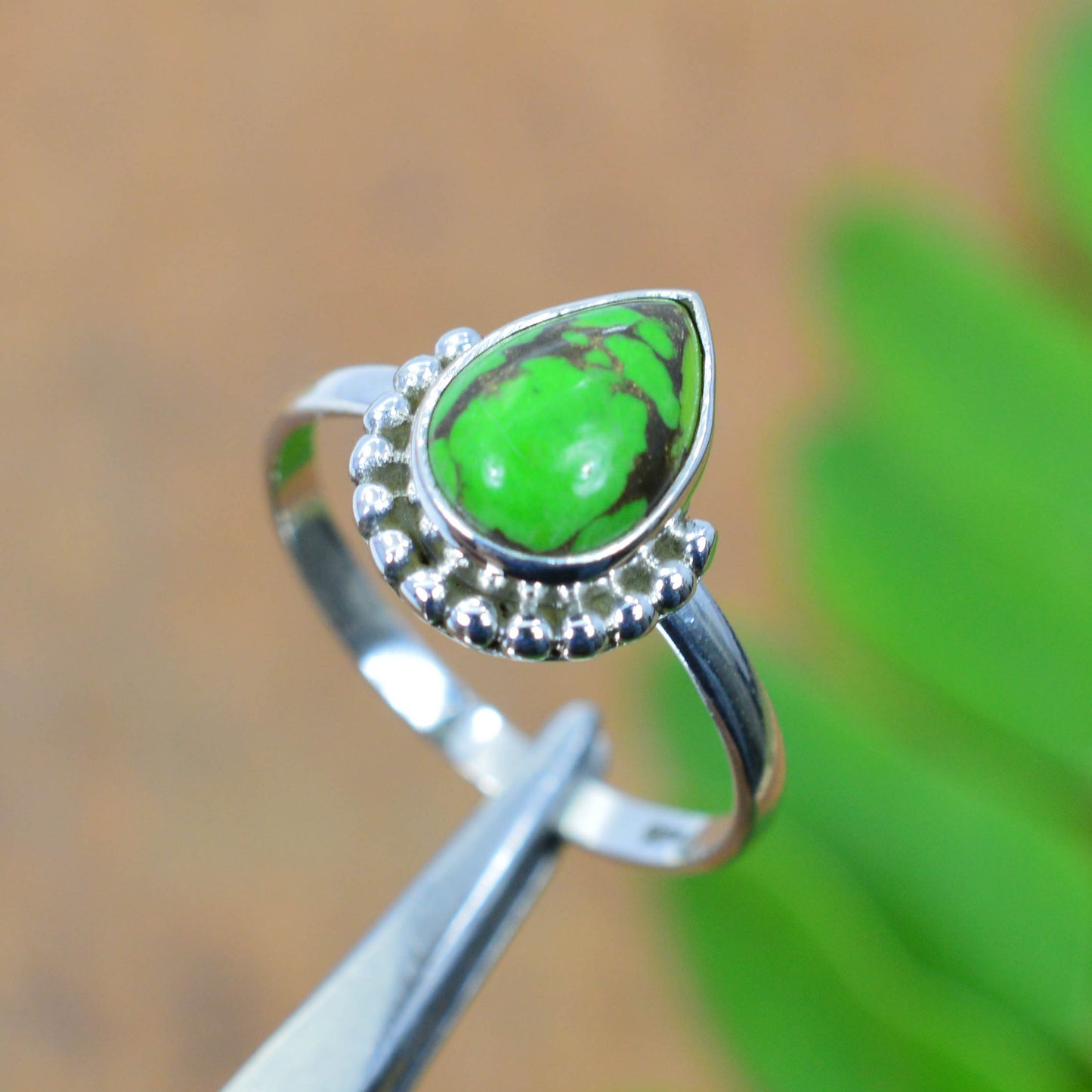 WHOLESALE 5PC 925 SOLID STERLING SILVER GREEN COPPER TURQUOISE RING LOT
