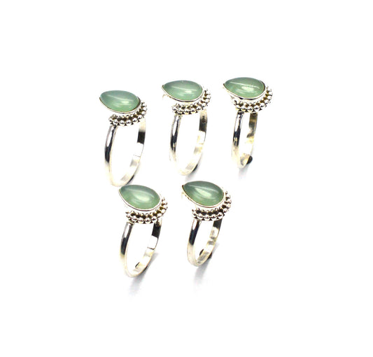 WHOLESALE 5PC 925 SOLID STERLING SILVER AQUA CHALCEDONY RING LOT
