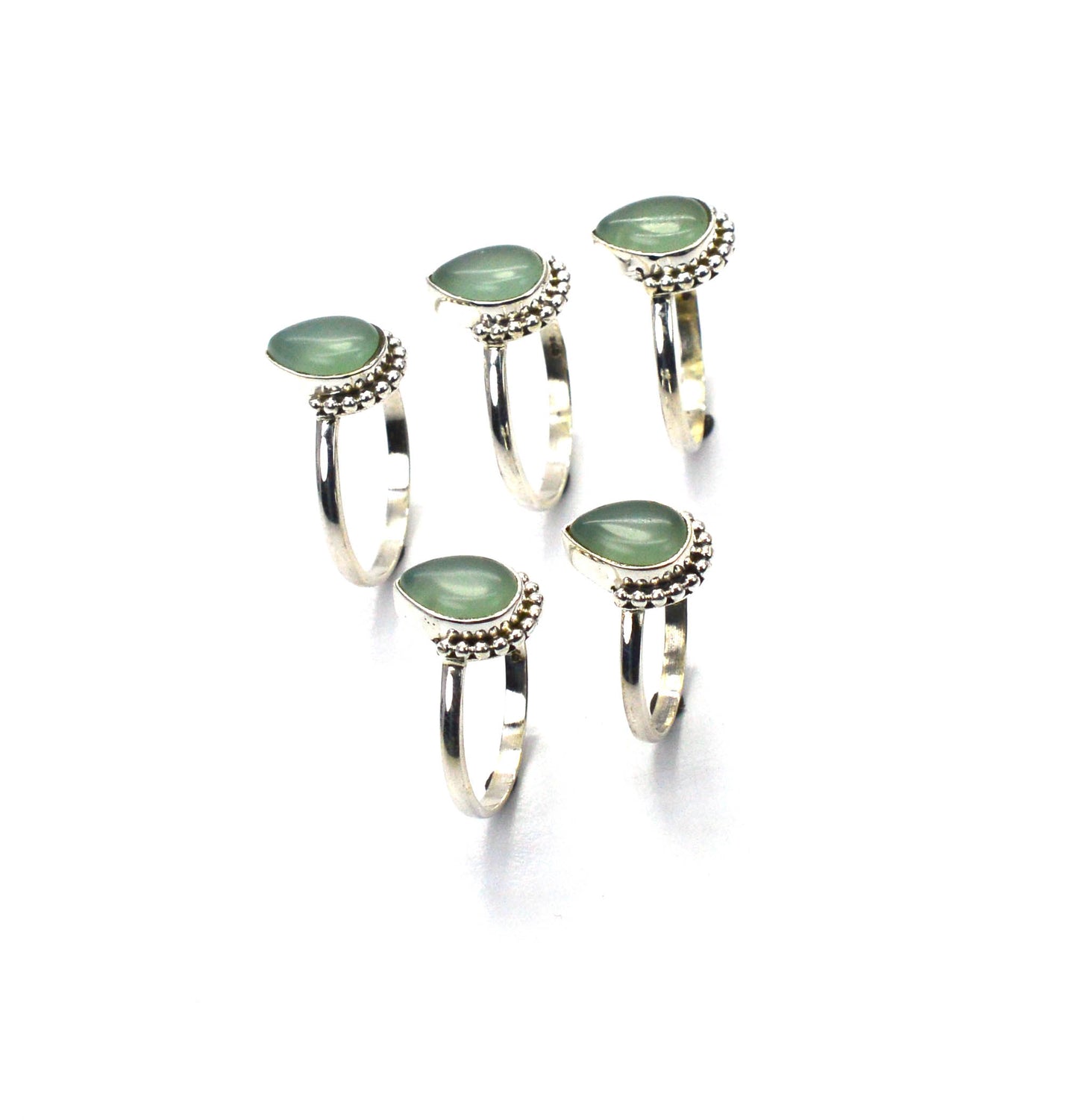 WHOLESALE 5PC 925 SOLID STERLING SILVER AQUA CHALCEDONY RING LOT
