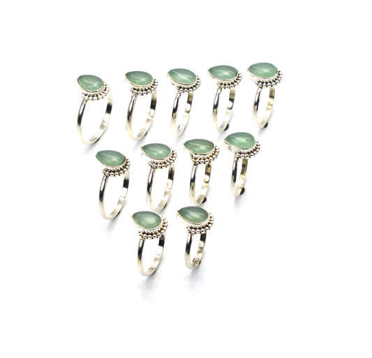 WHOLESALE 11PC 925 SOLID STERLING SILVER AQUA CHALCEDONY RING LOT