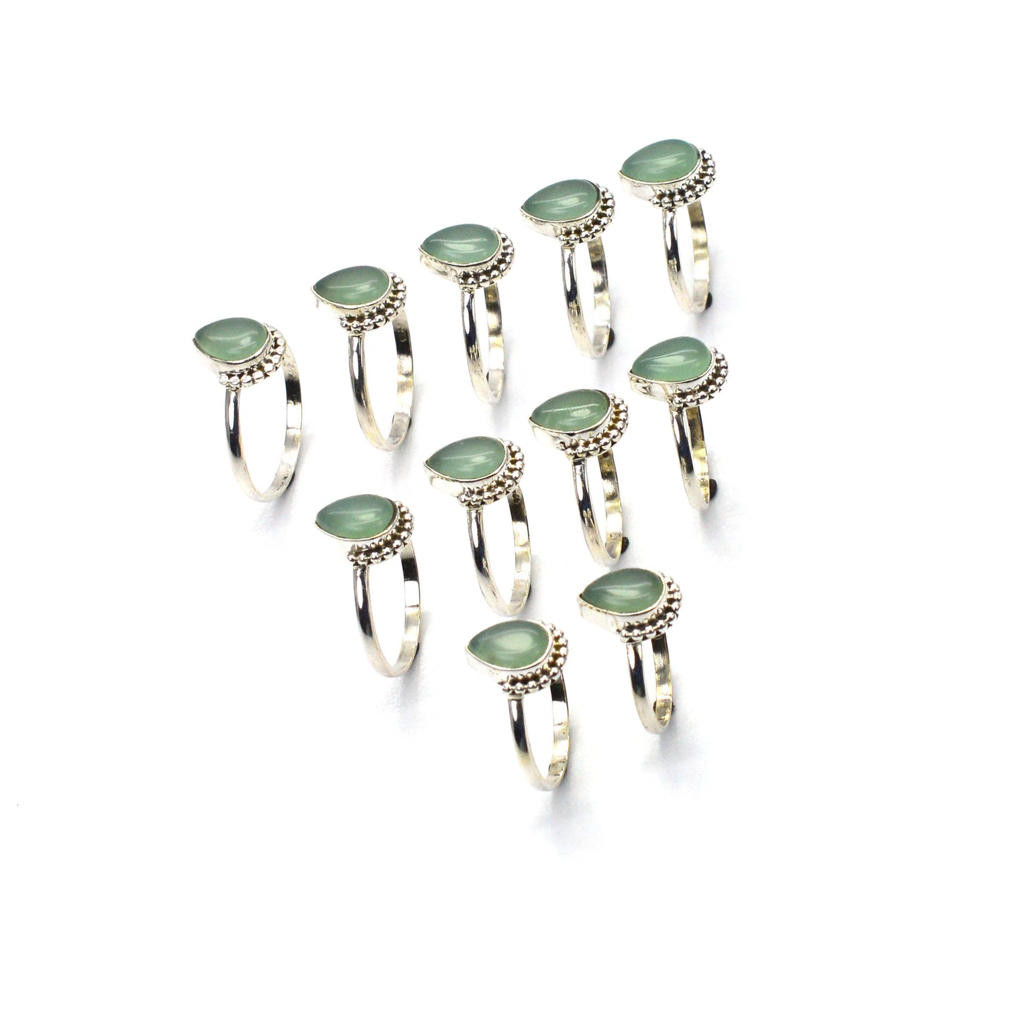 WHOLESALE 11PC 925 SOLID STERLING SILVER AQUA CHALCEDONY RING LOT