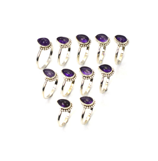 WHOLESALE 11PC 925 SOLID STERLING SILVER PURPLE AMETHYST RING LOT
