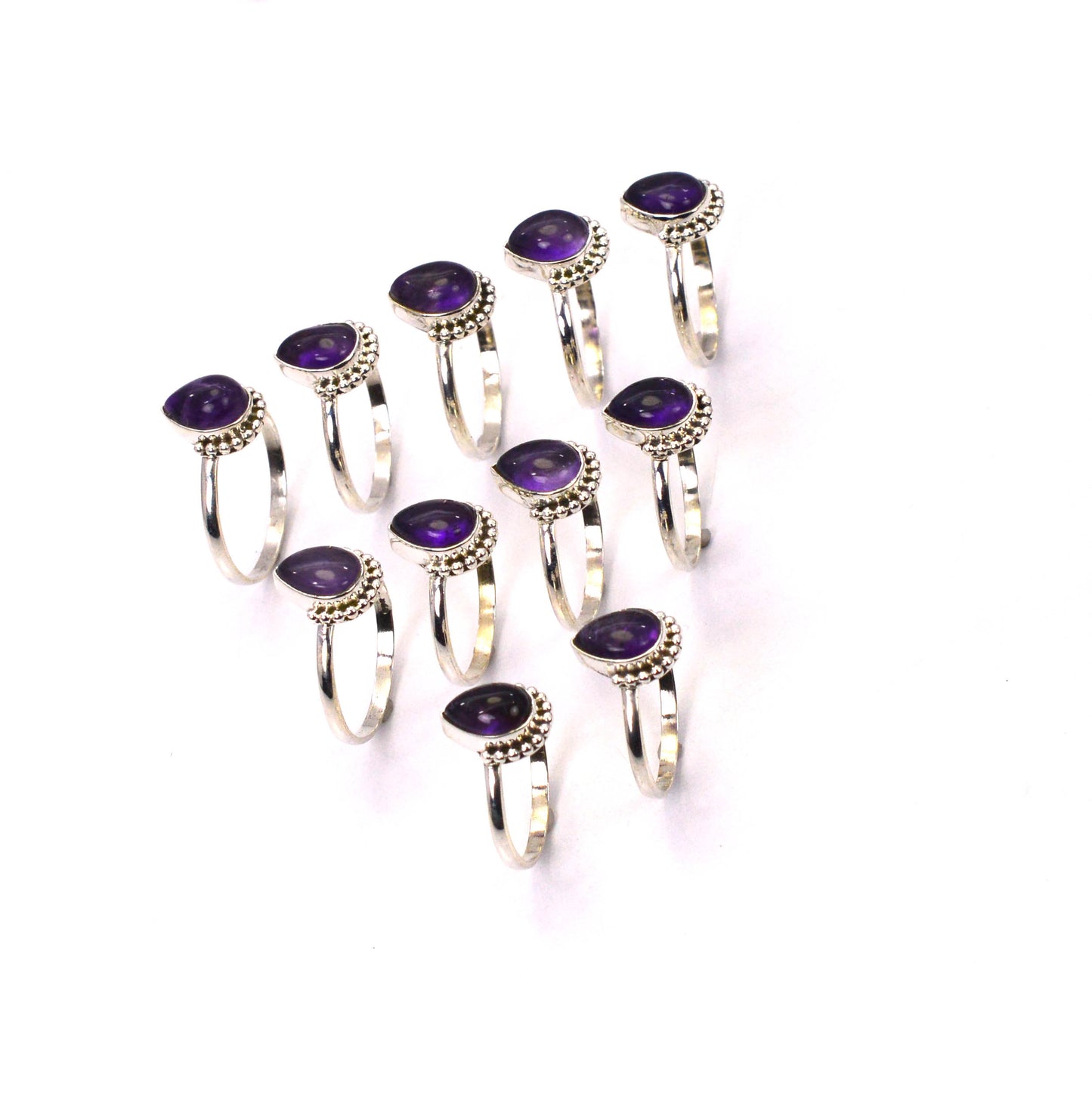 WHOLESALE 11PC 925 SOLID STERLING SILVER PURPLE AMETHYST RING LOT