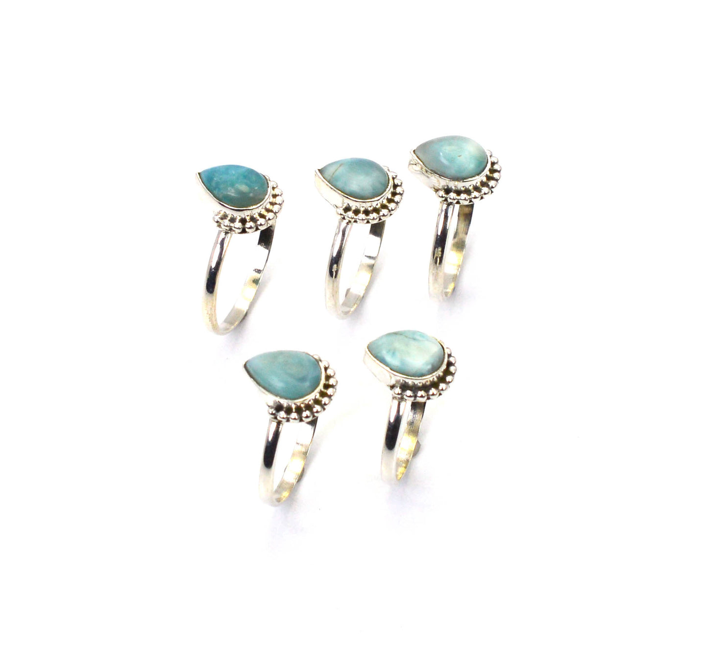 WHOLESALE 5PC 925 SOLID STERLING SILVER BLUE LARIMAR RING LOT