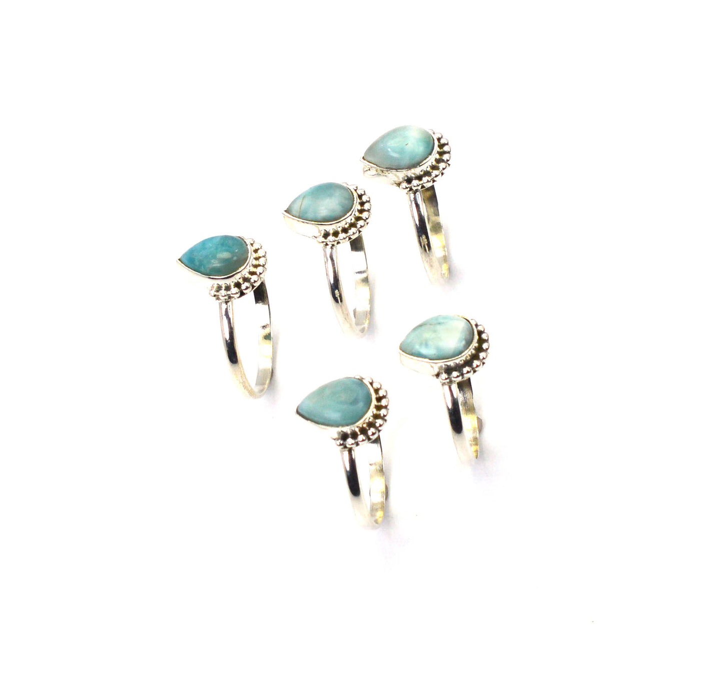 WHOLESALE 5PC 925 SOLID STERLING SILVER BLUE LARIMAR RING LOT