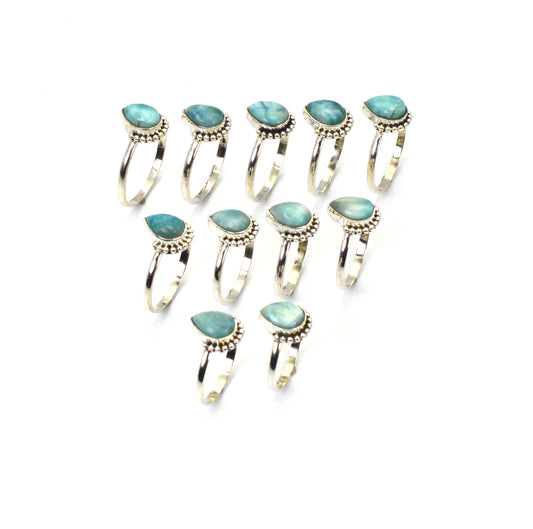 WHOLESALE 11PC 925 SOLID STERLING SILVER BLUE LARIMAR RING LOT