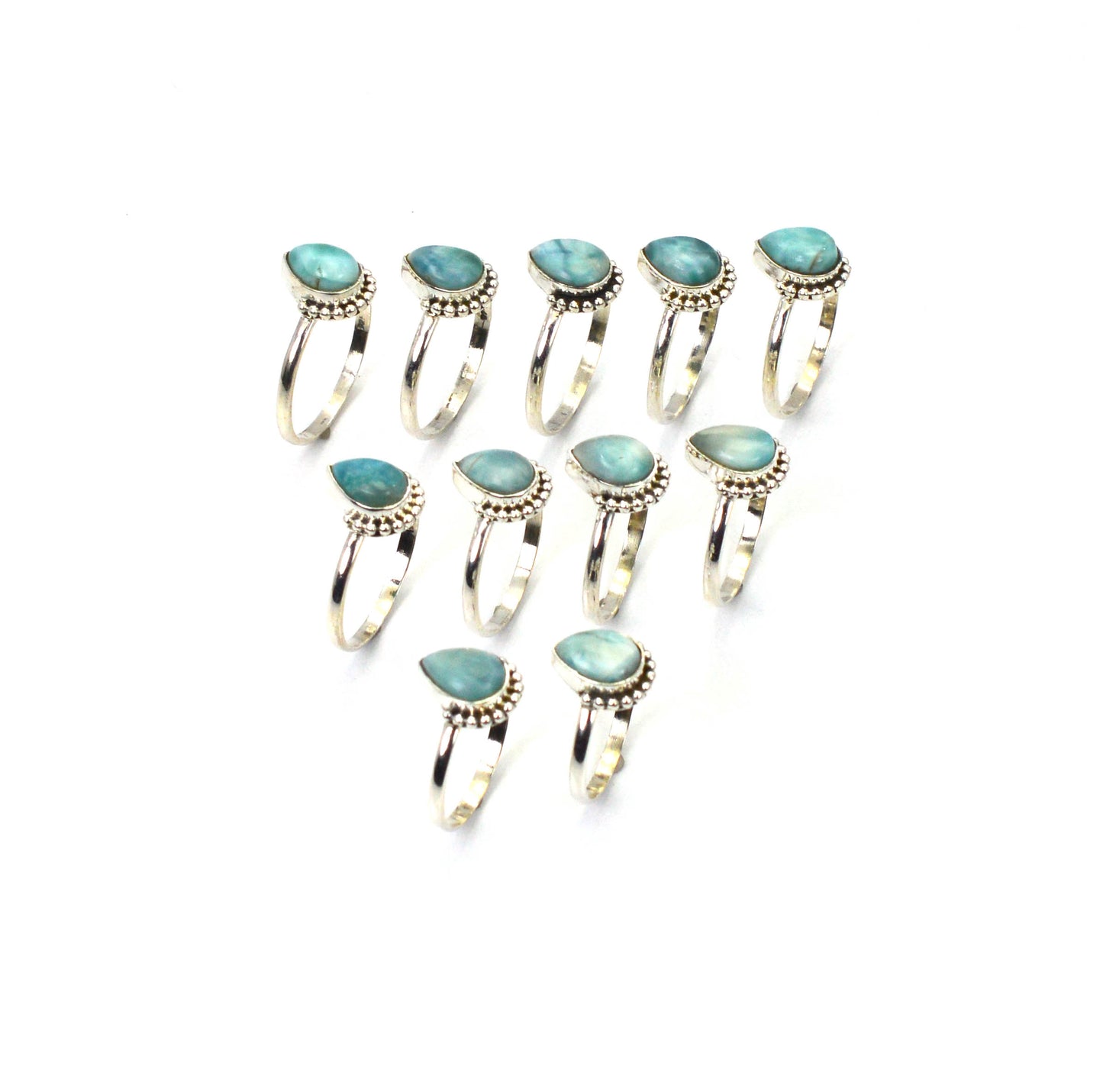 WHOLESALE 11PC 925 SOLID STERLING SILVER BLUE LARIMAR RING LOT