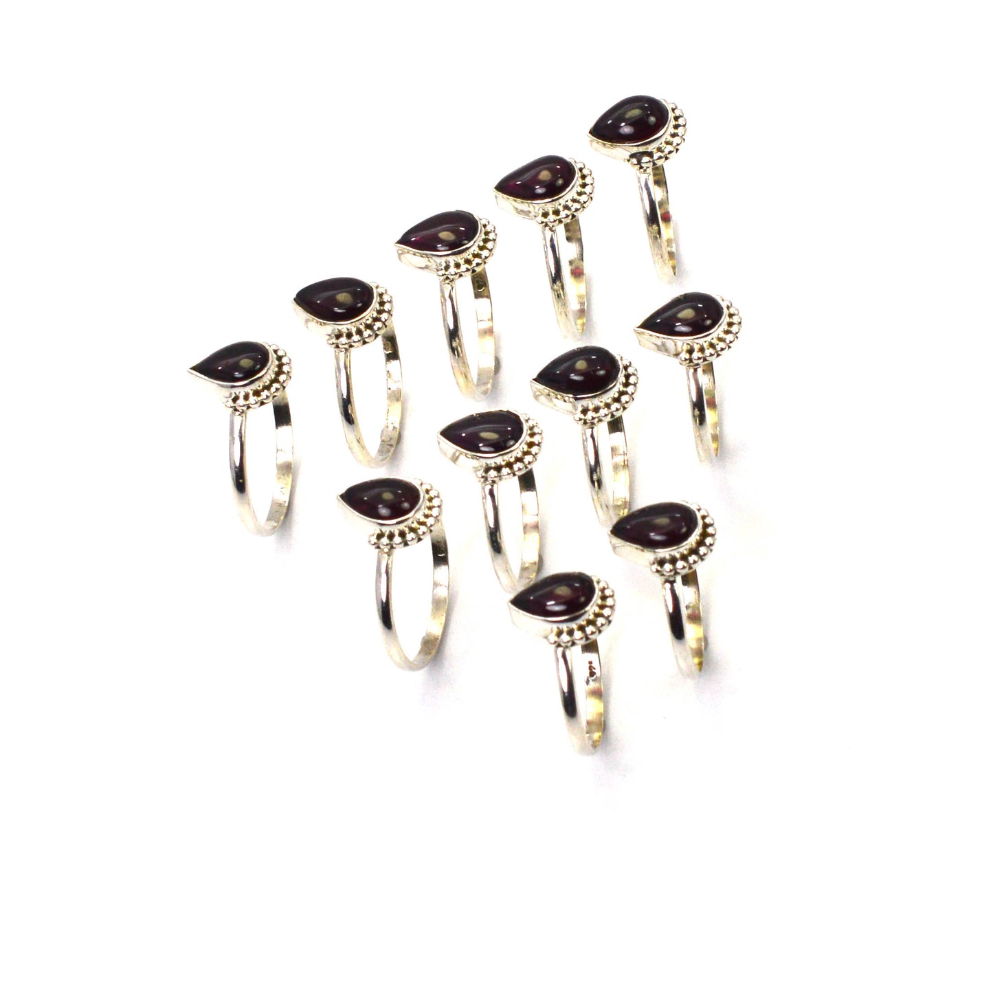 WHOLESALE 11PC 925 SOLID STERLING SILVER RED GARNET RING LOT