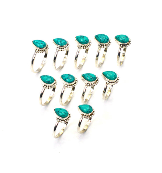 WHOLESALE 11PC 925 SOLID STERLING SILVER BLUE TURQUOISE RING LOT