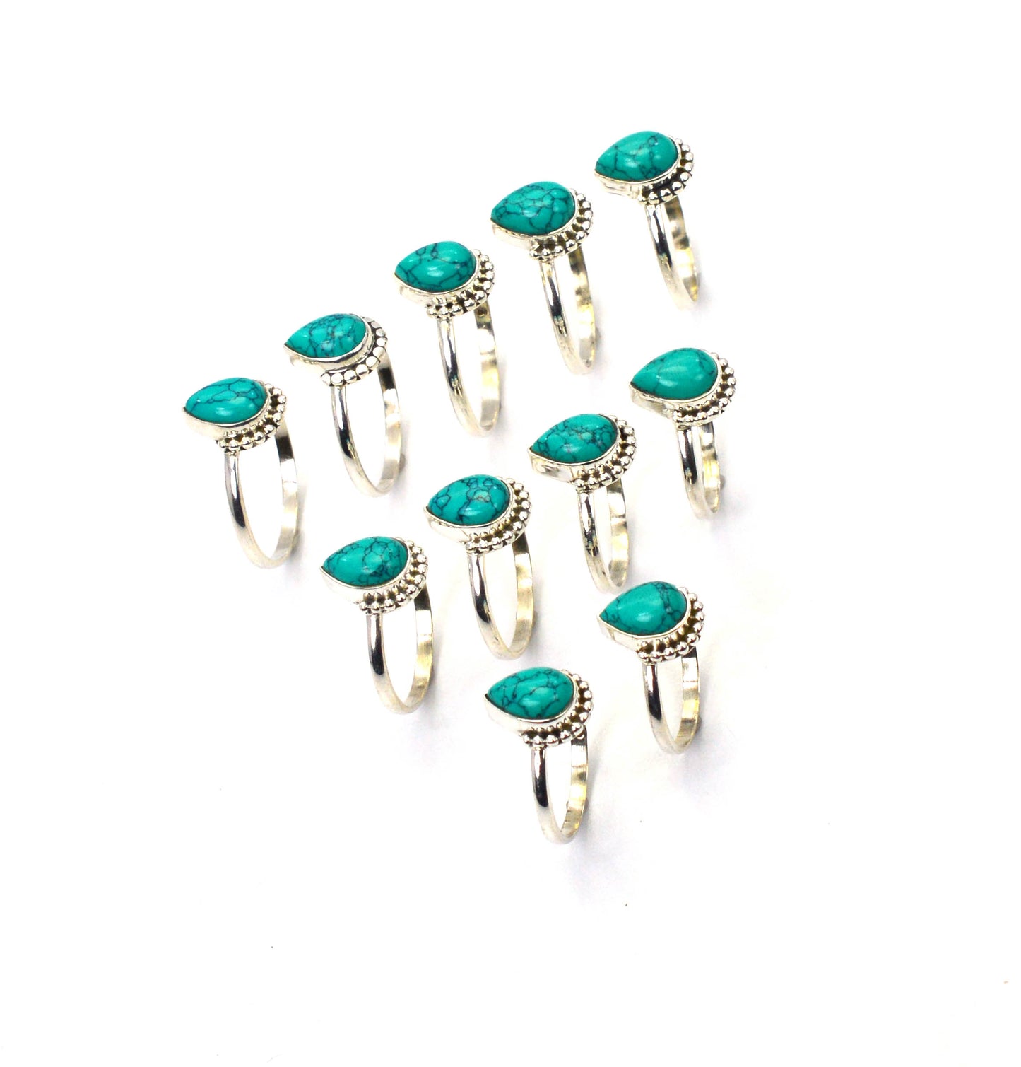 WHOLESALE 11PC 925 SOLID STERLING SILVER BLUE TURQUOISE RING LOT