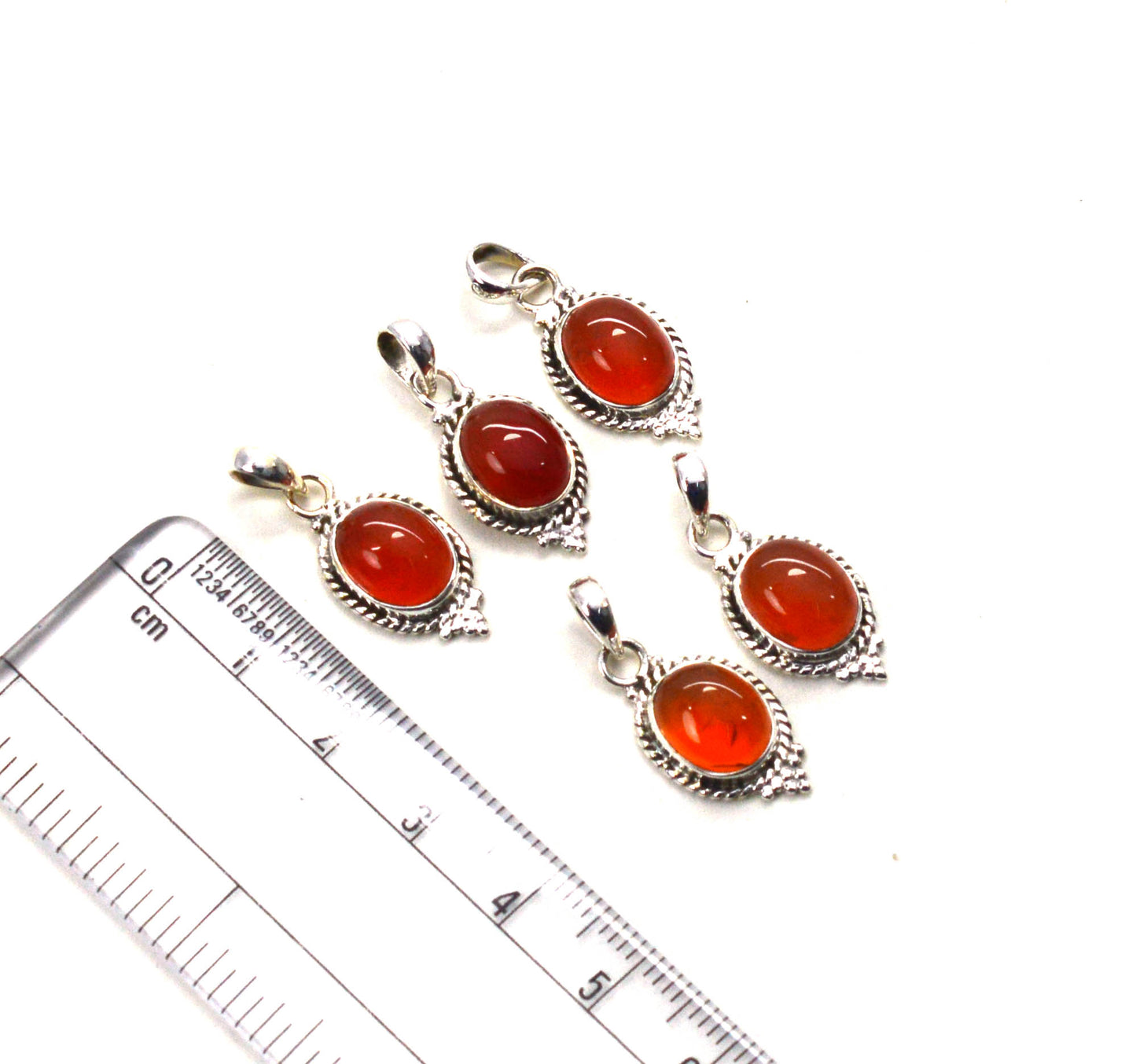 WHOLESALE 5PC 925 SOLID STERLING SILVER RED CARNELIAN PENDANT LOT