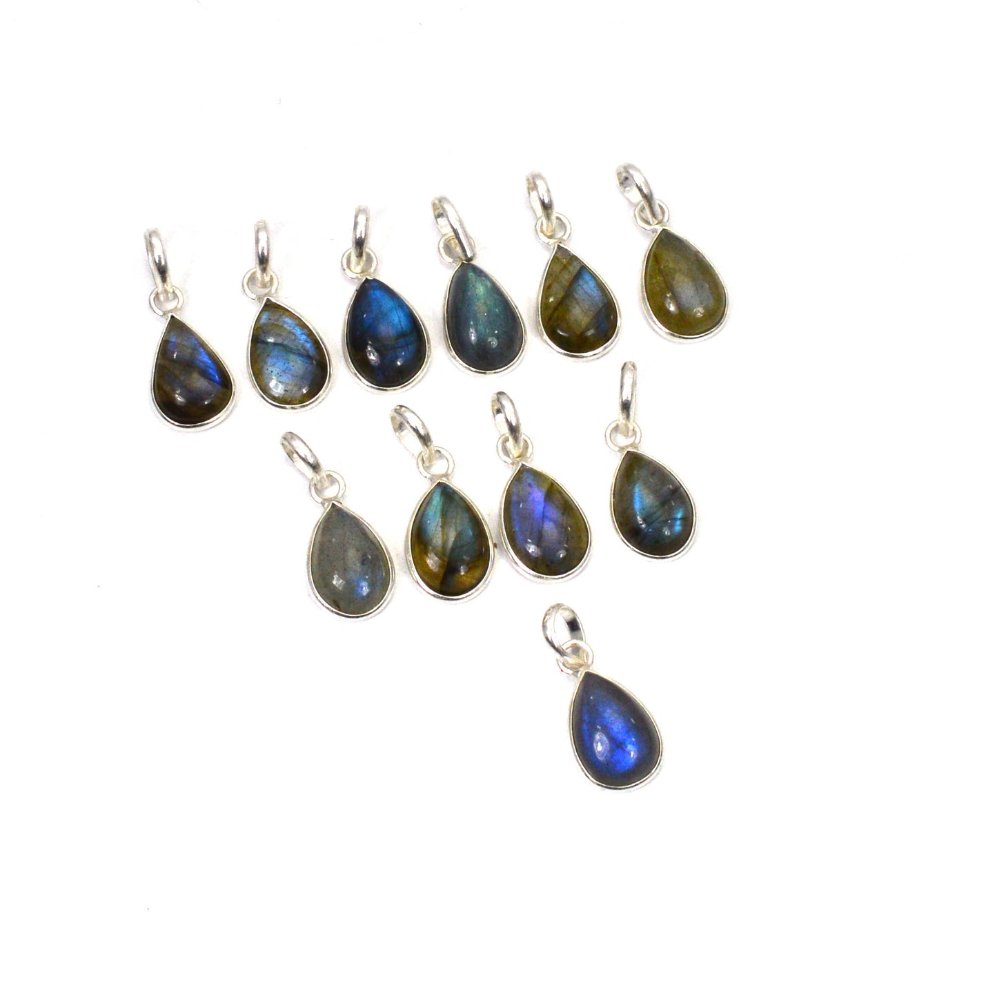 WHOLESALE 11PC 925 SOLID STERLING SILVER LABRADORITE PENDANT LOT