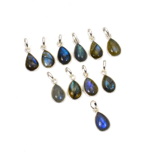 WHOLESALE 11PC 925 SOLID STERLING SILVER LABRADORITE PENDANT LOT