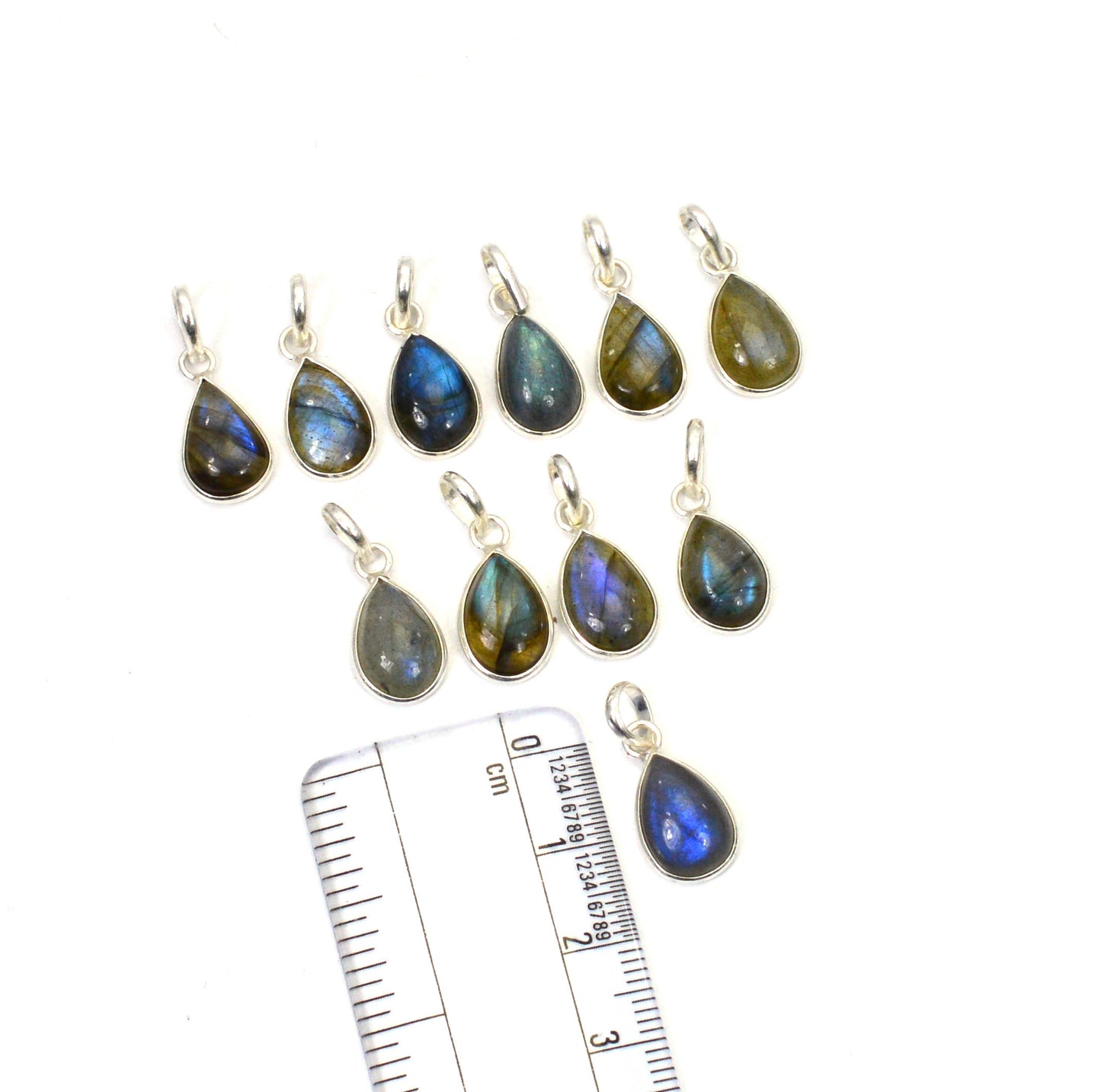 WHOLESALE 11PC 925 SOLID STERLING SILVER LABRADORITE PENDANT LOT
