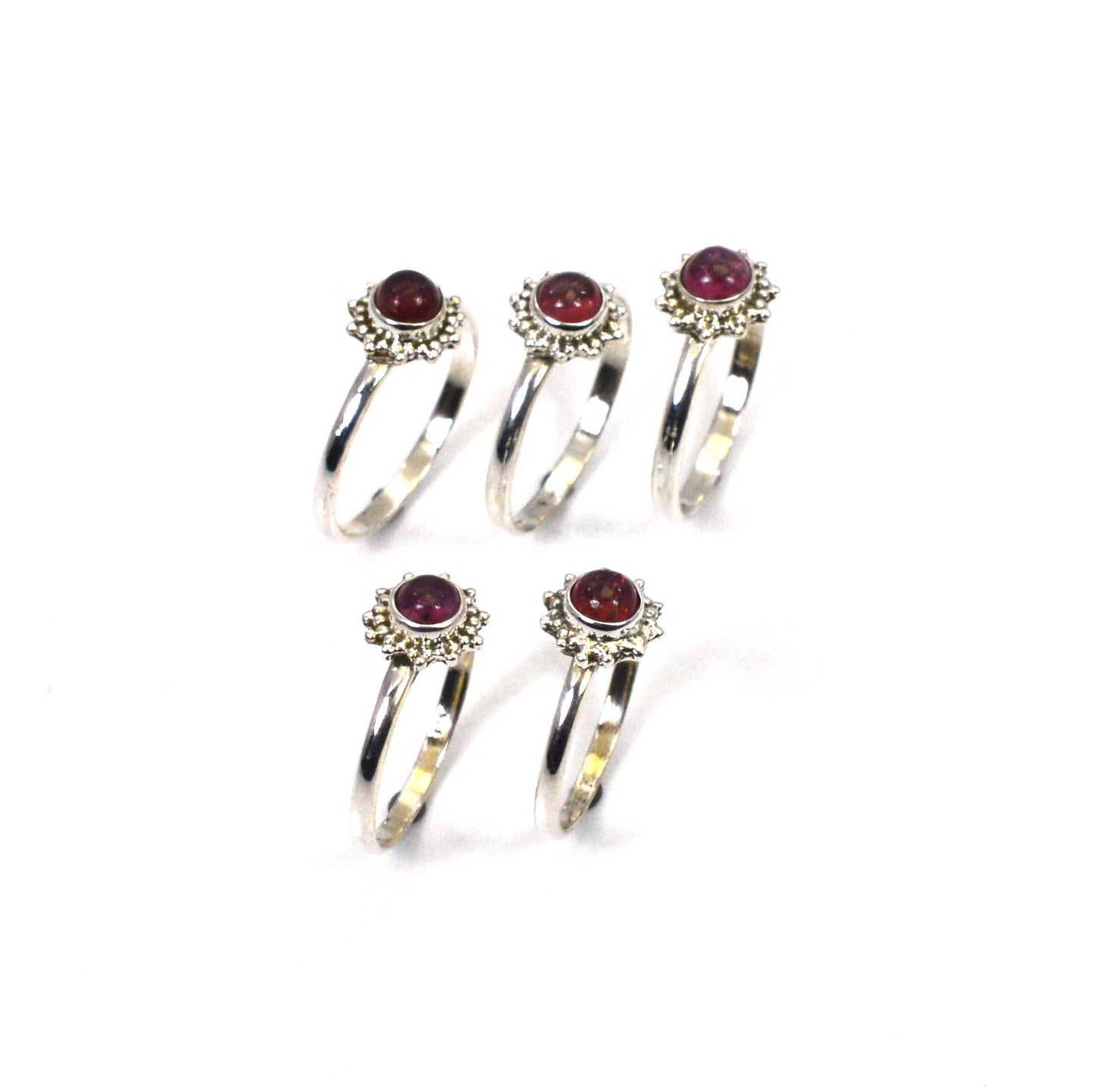 WHOLESALE 5PC 925 SOLID STERLING SILVER PINK TOURMALINE RING LOT