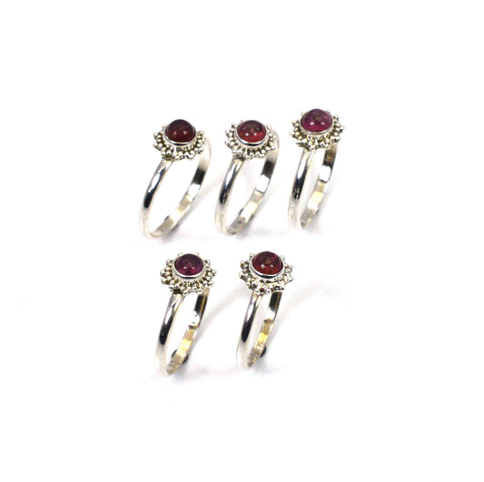 WHOLESALE 5PC 925 SOLID STERLING SILVER PINK TOURMALINE RING LOT