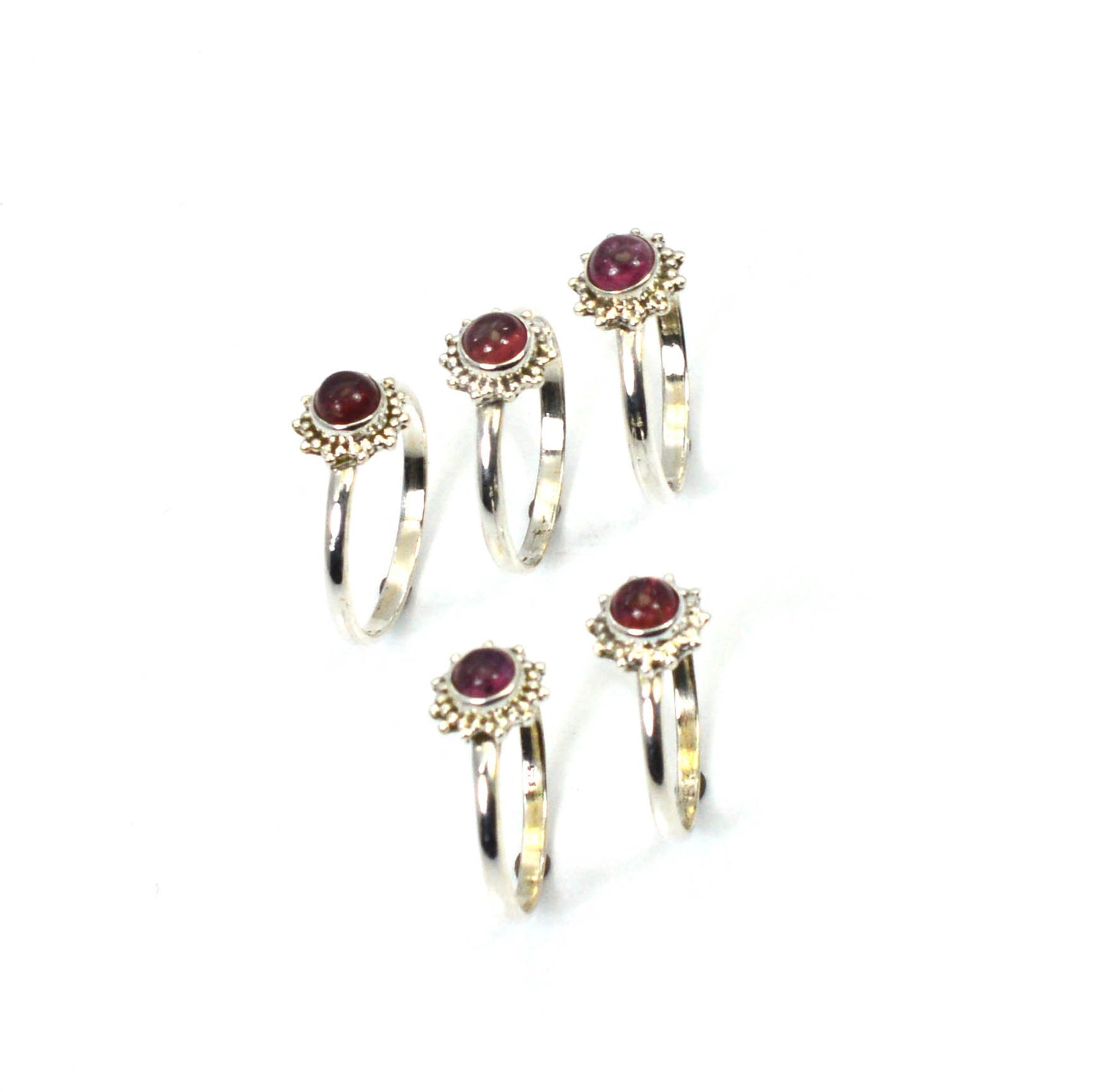 WHOLESALE 5PC 925 SOLID STERLING SILVER PINK TOURMALINE RING LOT