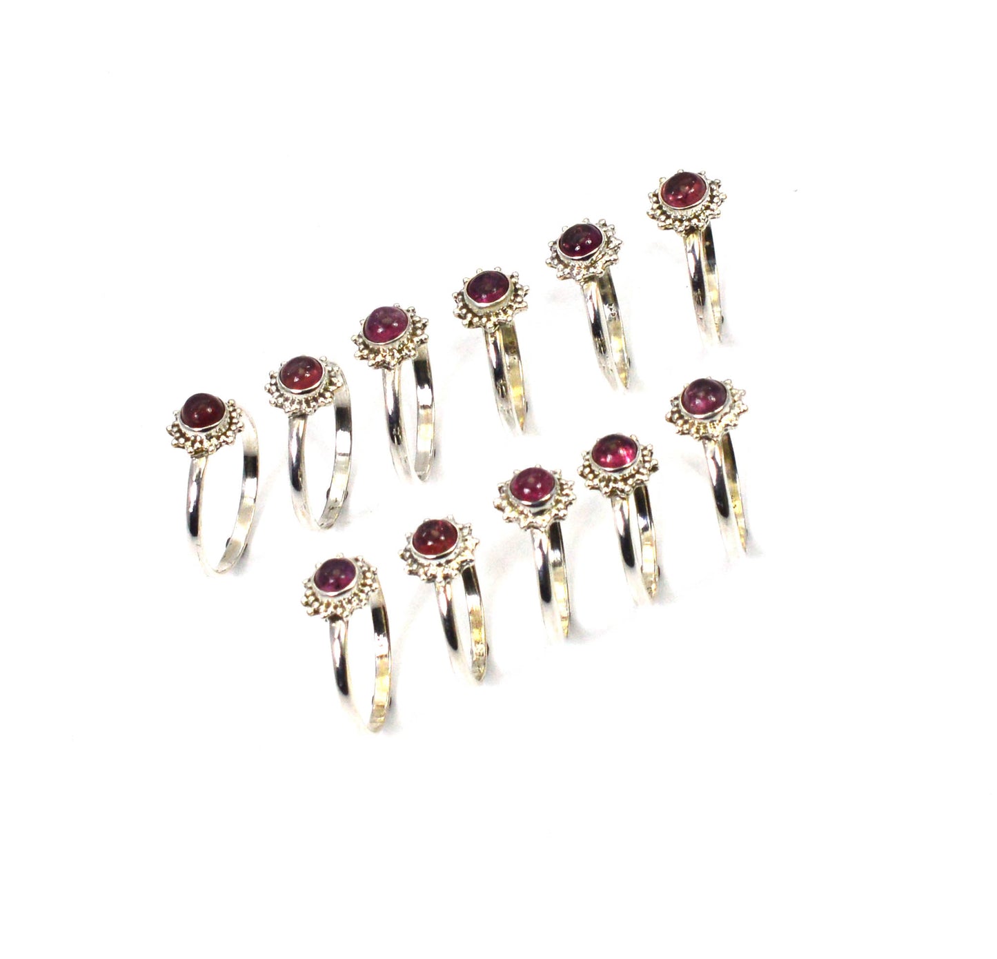 WHOLESALE 11PC 925 SOLID STERLING SILVER PINK TOURMALINE RING LOT