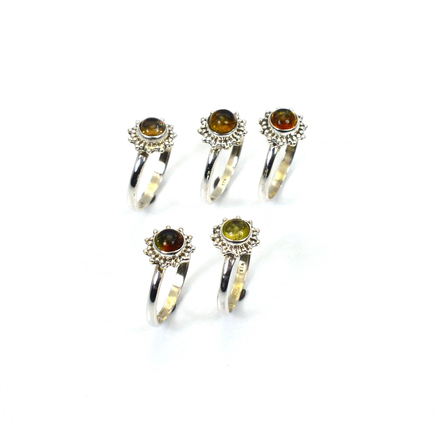 WHOLESALE 5PC 925 SOLID STERLING SILVER YELLOW TOURMALINE RING LOT