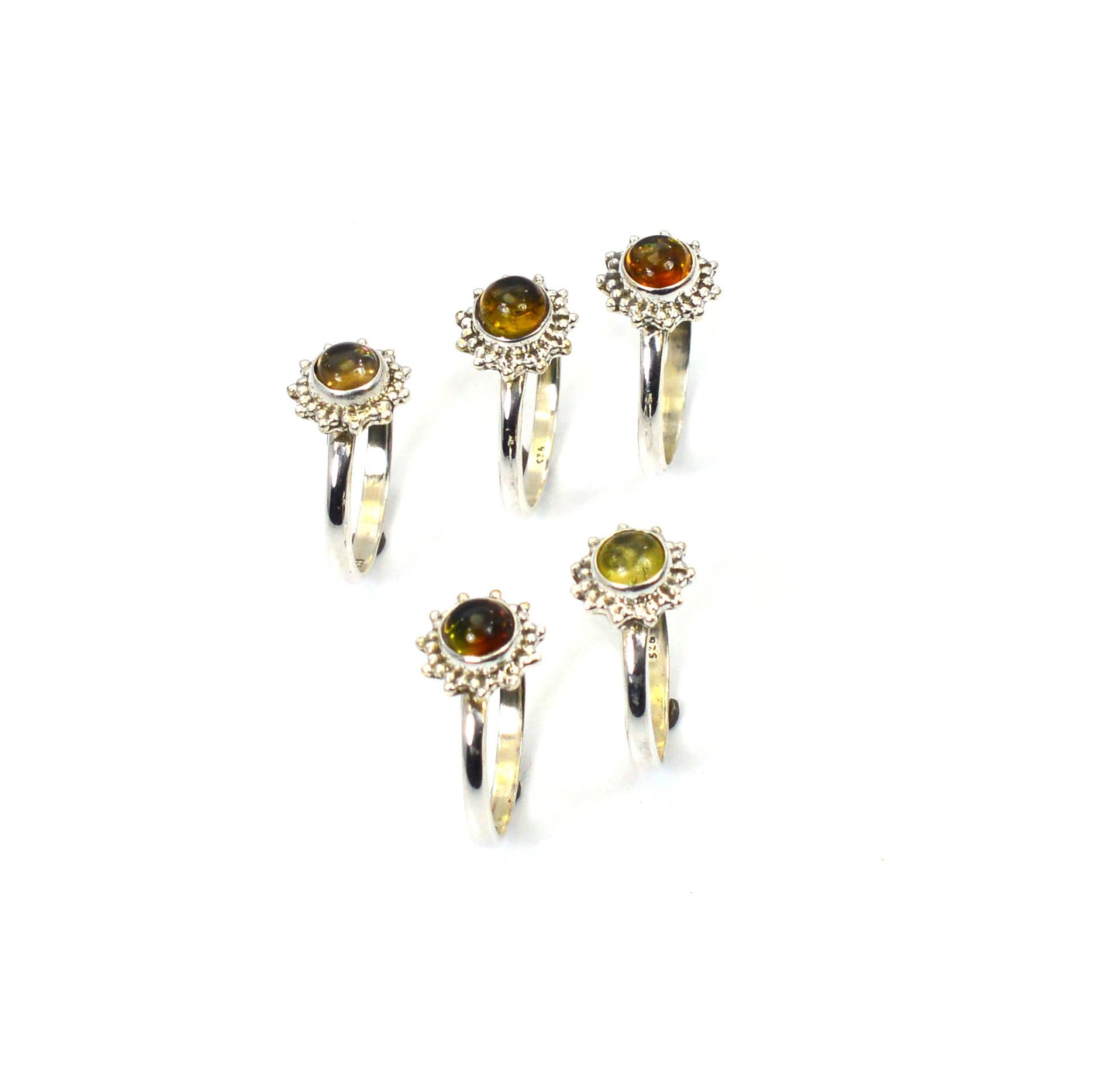 WHOLESALE 5PC 925 SOLID STERLING SILVER YELLOW TOURMALINE RING LOT