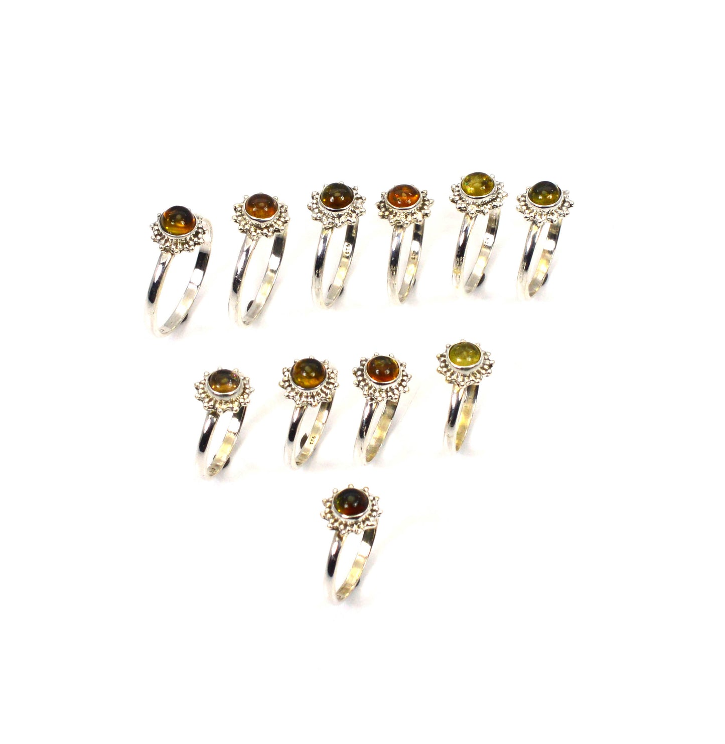 WHOLESALE 11PC 925 SOLID STERLING SILVER YELLOW TOURMALINE RING LOT