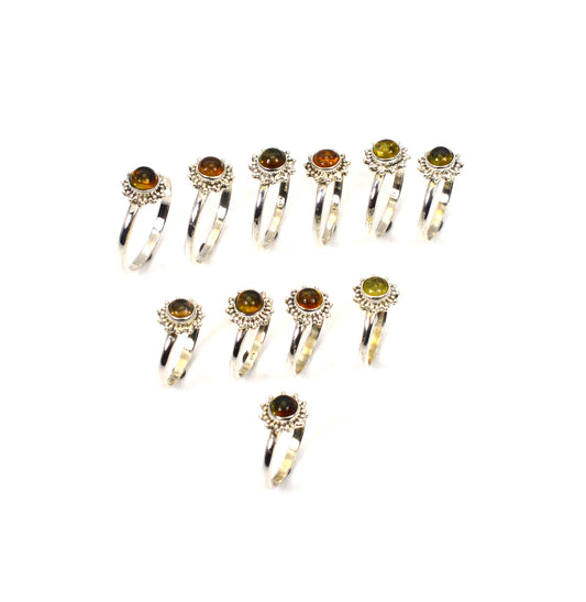 WHOLESALE 11PC 925 SOLID STERLING SILVER YELLOW TOURMALINE RING LOT