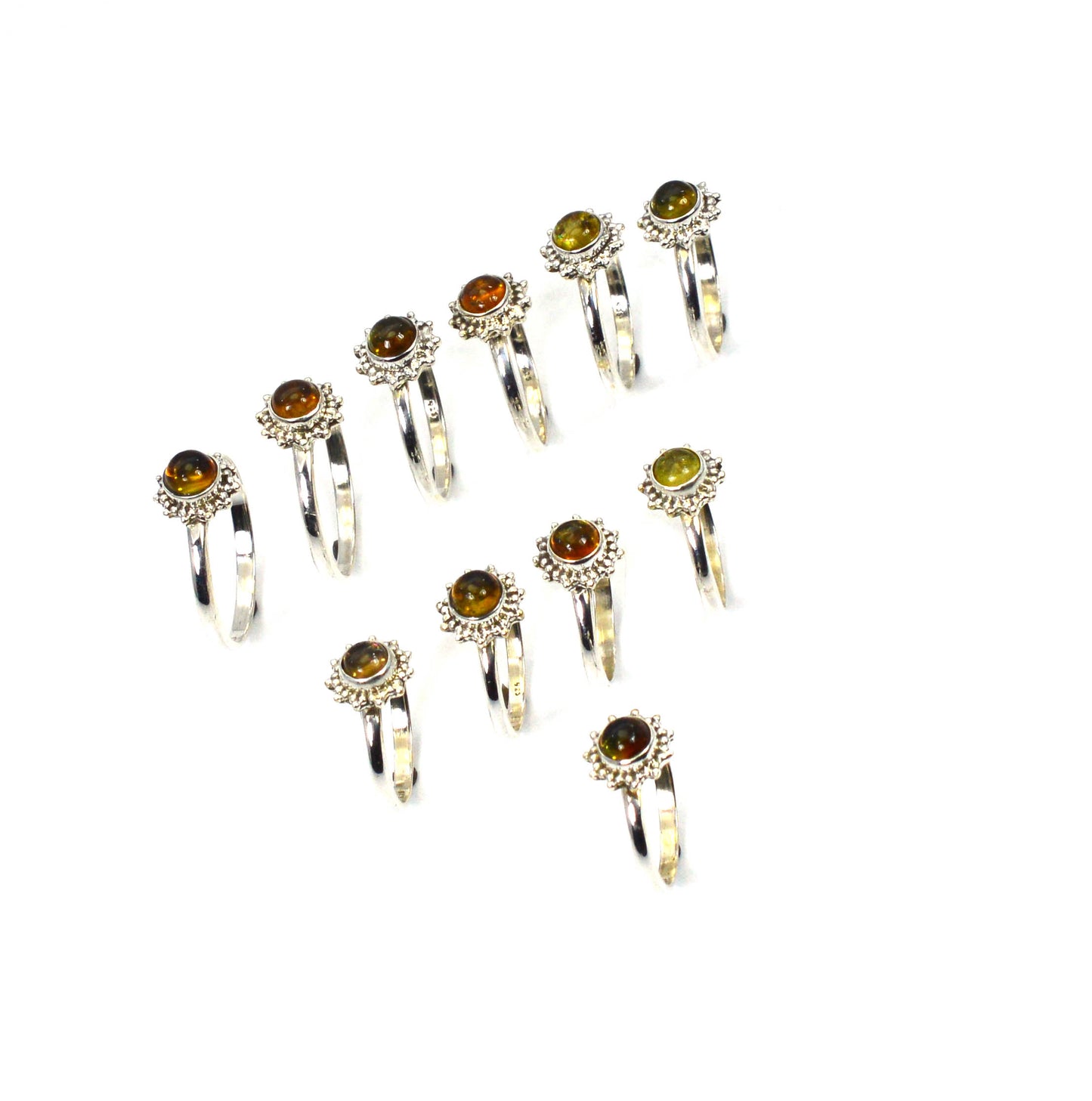WHOLESALE 11PC 925 SOLID STERLING SILVER YELLOW TOURMALINE RING LOT