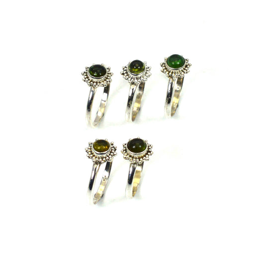 WHOLESALE 5PC 925 SOLID STRELING SILVER GREEN TOURMALINE RING LOT