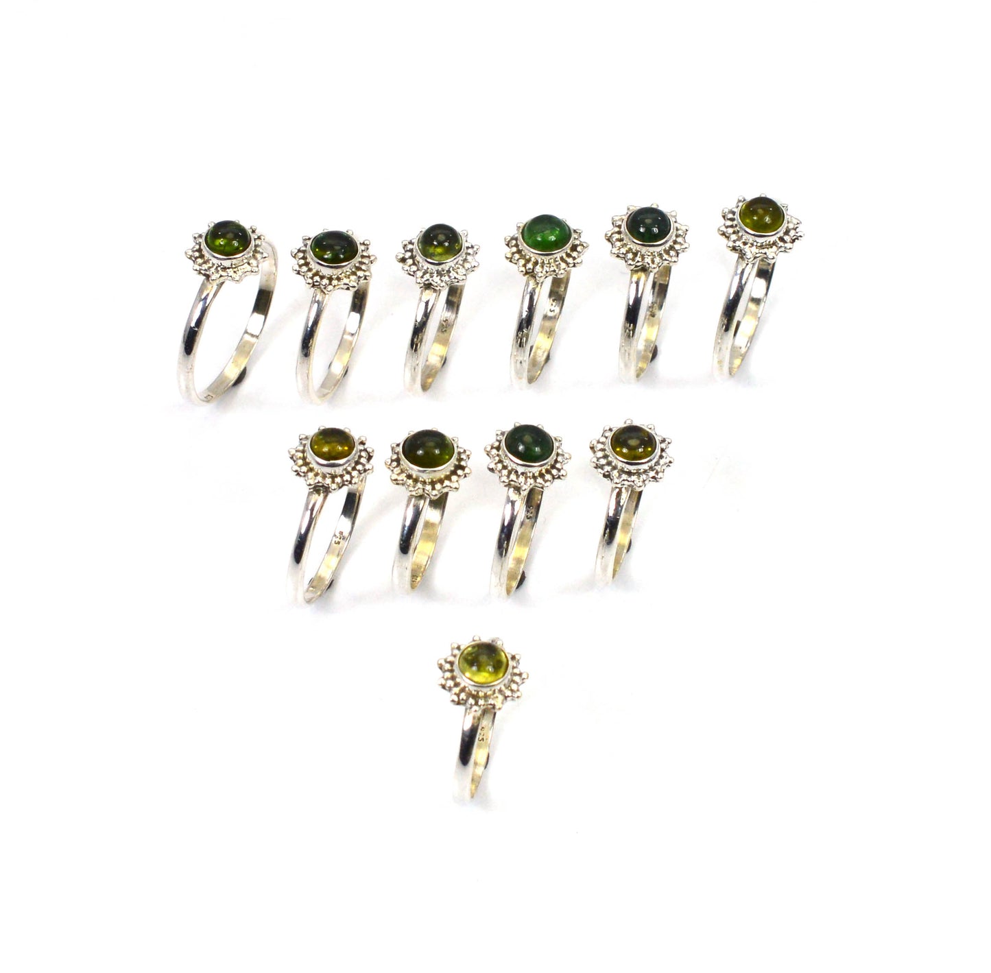 WHOLESALE 11PC 925 SOLID STRELING SILVER GREEN TOURMALINE RING LOT