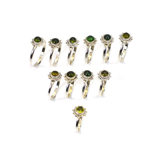 WHOLESALE 11PC 925 SOLID STRELING SILVER GREEN TOURMALINE RING LOT