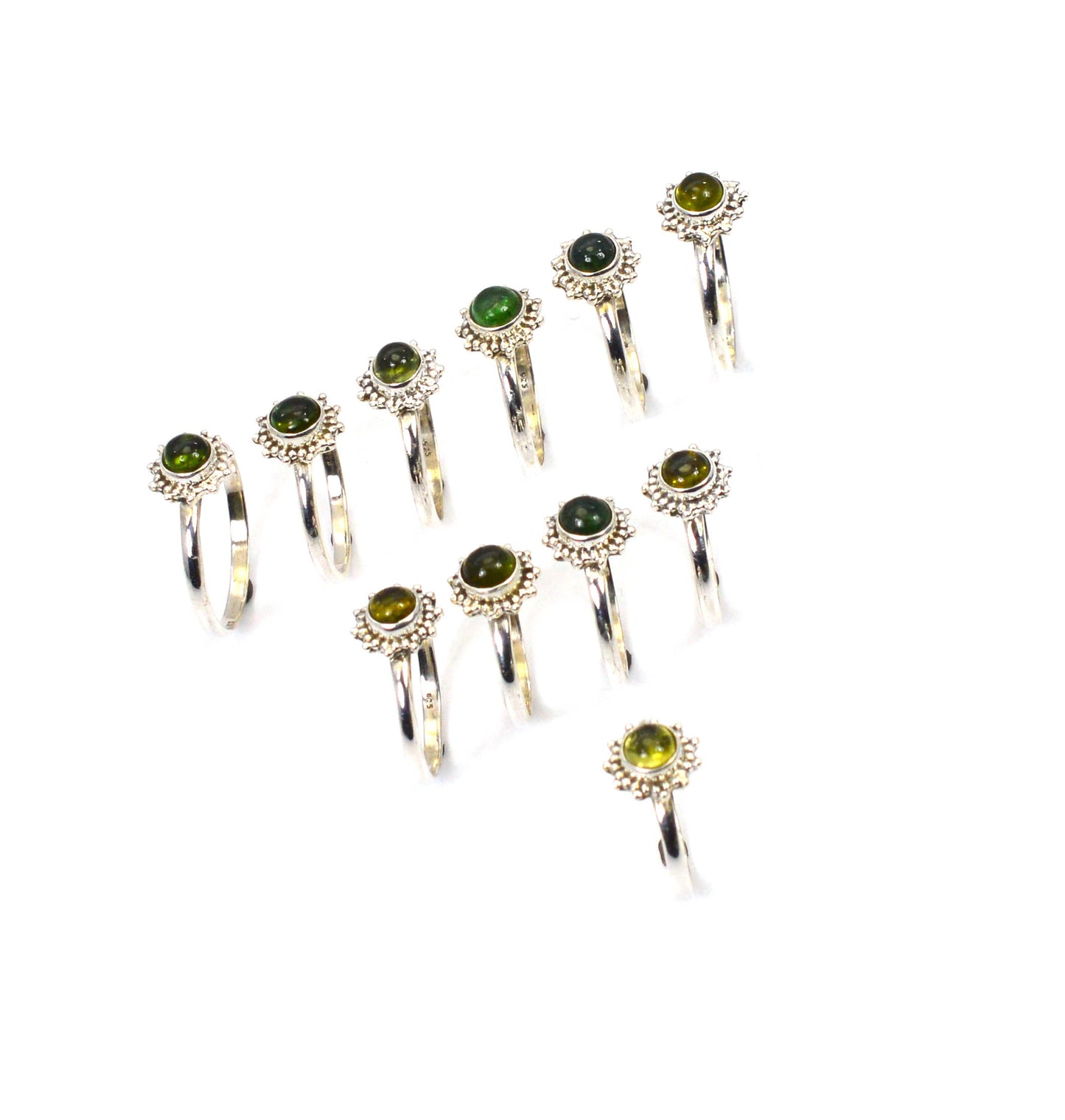 WHOLESALE 11PC 925 SOLID STRELING SILVER GREEN TOURMALINE RING LOT