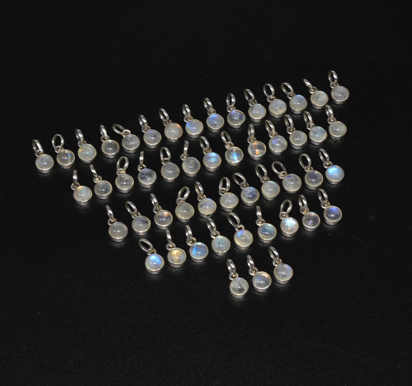 WHOLESALE 51PC 925 SOLID STERLING SILVER WHITE RAINBOW MOONSTONE PENDANT LOT