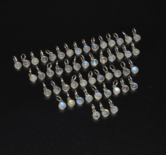 WHOLESALE 51PC 925 SOLID STERLING SILVER WHITE RAINBOW MOONSTONE PENDANT LOT
