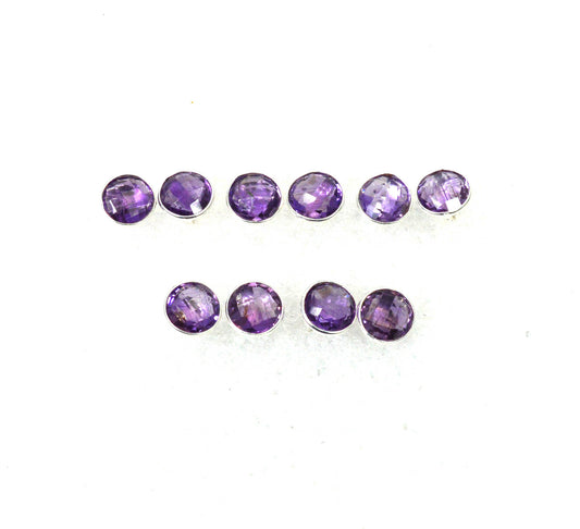 WHOLESALE 5PR 925 STERLING SILVER NATURAL CUT PURPLE AMETHYST STUD EARRING
