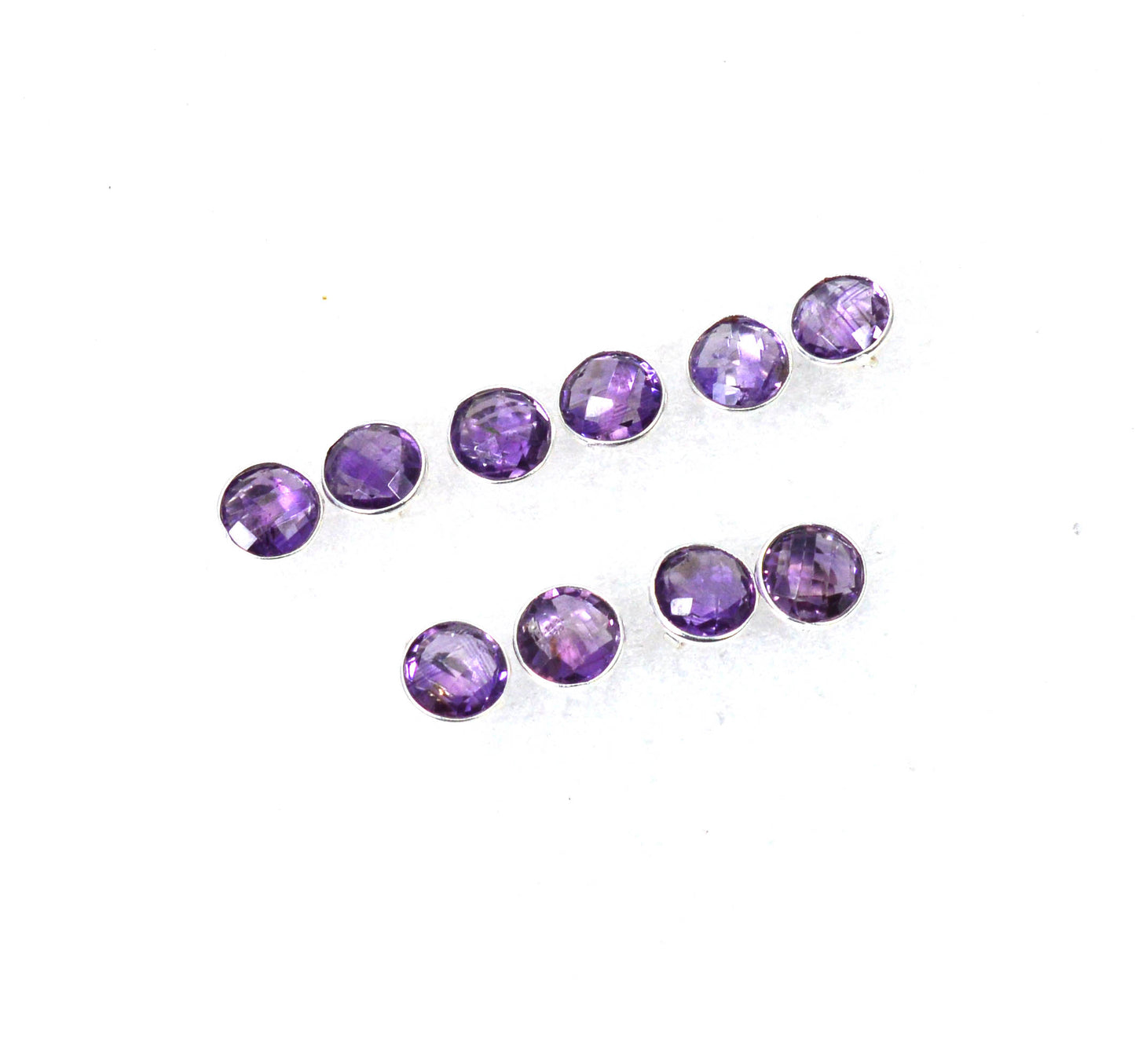 WHOLESALE 5PR 925 STERLING SILVER NATURAL CUT PURPLE AMETHYST STUD EARRING
