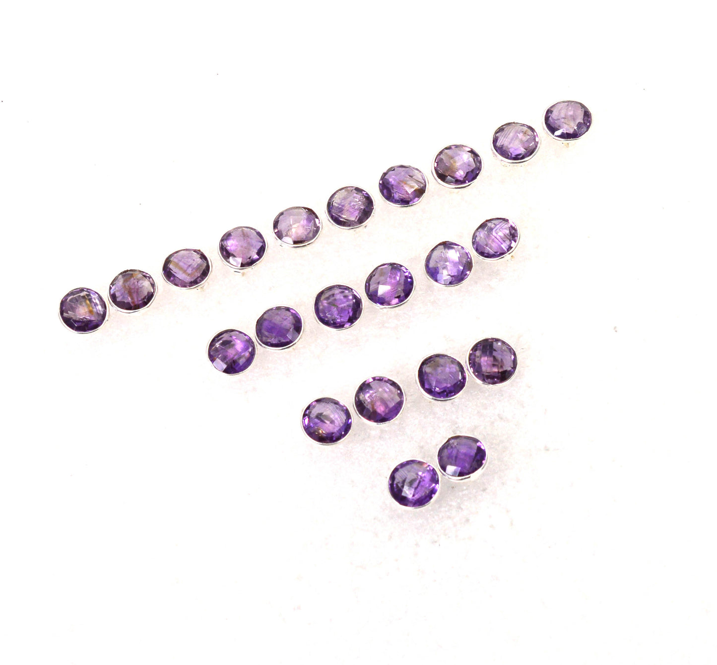 WHOLESALE 11PR 925 STERLING SILVER NATURAL CUT PURPLE AMETHYST STUD EARRING